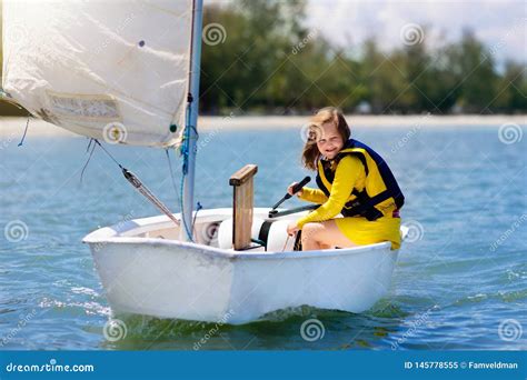 Child Sailing. Kid Learning To Sail on Sea Yacht Stock Image - Image of leisure, ocean: 145778555