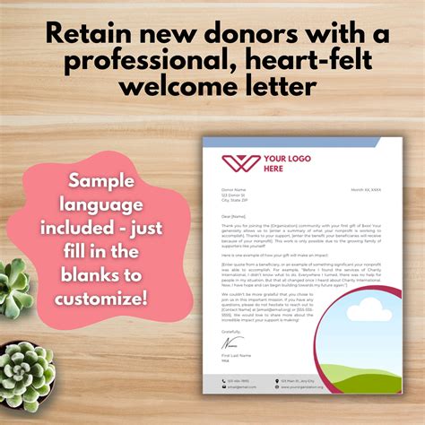 NEW DONOR WELCOME Letter Canva Template, Customizable, Editable, Donor Letter Template, Donor ...