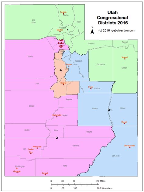 Map of Utah Congressional Districts 2016