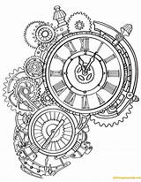 Steampunk Wall Clock Coloring Page  Free Printable Pages sketch template