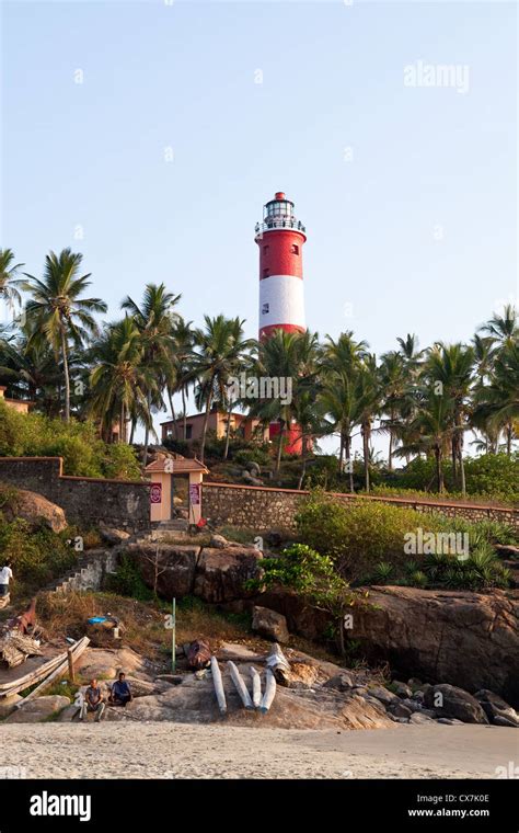 Lighthouse on Kovalam beach, Kerala Stock Photo - Alamy