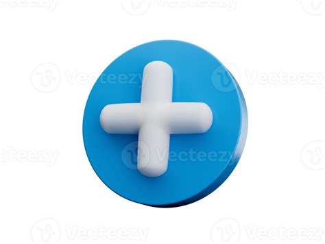 White Plus Icon on blue circle 3d illustration 36459865 PNG