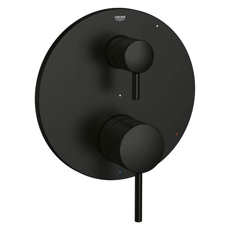 GROHE Timeless 2-Way Diverter 2-Handle Wall Mount Tub and Shower Faucet Trim Kit in Matte Black ...