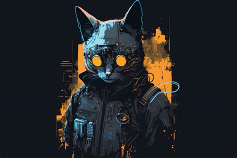 Cat cyberpunk vector illustration 22330259 Vector Art at Vecteezy