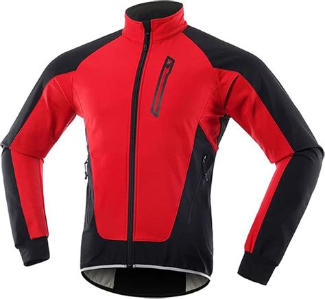 MKWEY Winter Cycling Jackets for Men Fleece, Waterproof Windproof Softshell Long Sleeve Coat ...