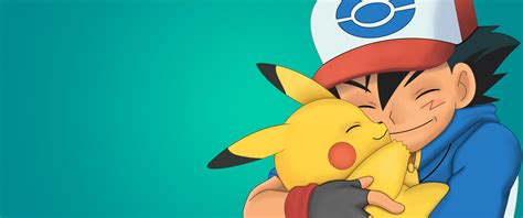 Pikachu Wallpaper 4K, Ash Ketchum, Hug, Pokemon