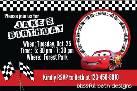 Free Printable Disney Cars Birthday Party Invitations Disney Cars Birthday Invitations… | Cars ...