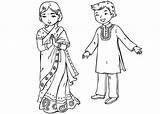 Coloring Page  Indian Children sketch template