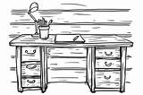 Desk coloring Page For Stress Relief And Creativity Book  sketch template