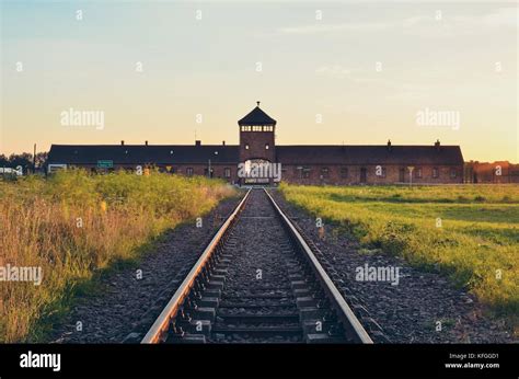 OSWIECIM, POLAND - JULY 29, 2017: The main gate to the concentration ...