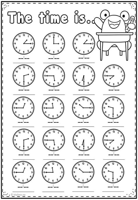 Telling Time Practice Page - Malimo Mode | Imparare inglese, Idee per insegnanti, Istruzione ...