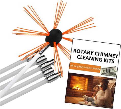 Chimney Cleaning Kit Electric Rotary Chimney Sweep Kit with Nylon Flexible Rods and Brush Head 9 ...