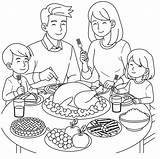 Family Enjoying Thanksgiving Dinner Outline Coloring Page Stock Vector  sketch template