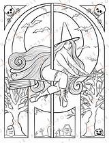 Witch coloring page sketch template