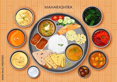 Traditional Maharashtrian cuisine and food meal thali of Maharashtra ...