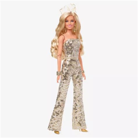 BARBIE THE MOVIE Margot Robbie as Barbie in Gold Disco Jumpsuit Collectible Doll $90.21 ...