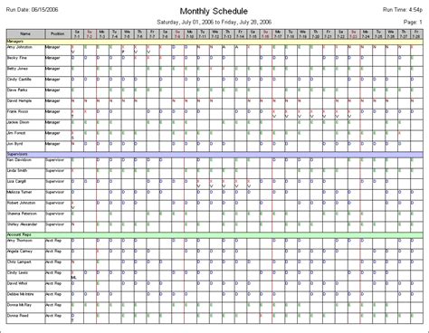 Staff Schedule Template Monthly – printable schedule template