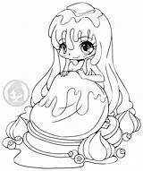 Yampuff Food Chibi Girls Coloring Pages Sketch Page sketch template