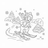 Skier Coloring Page Stock Illustrations – 119  sketch template
