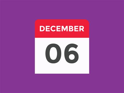 december 6 calendar reminder. 6th december daily calendar icon template ...