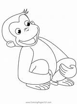Sitting Monkey Coloring Page For Kids  Free Curious George Printable sketch template