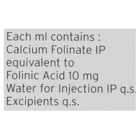 Buy CALCIUM FOLINATE 50mg Injection 5ml Online at Upto 25% OFF | Netmeds