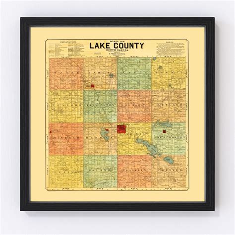 Vintage Map of Lake County, South Dakota 1899 by Ted's Vintage Art