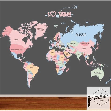 Colorful World Map With Countries Names for $18.00 This colorful world map sticker with country ...