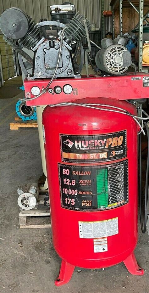 HUSKY PRO 2 STAGE AIR COMPRESSOR 80 GALLON 5 HORSE POWER 175 PSI 12.5 ...