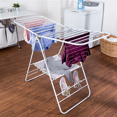 White Heavy-Duty Folding Gullwing Laundry Drying Rack