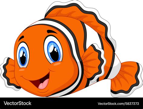 Cute clown fish cartoon posing Royalty Free Vector Image