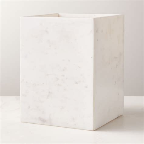 White Marble Wastebasket + Reviews | CB2