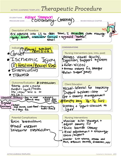 Colostomy Therapeutic Procedure ATI - ACTIVE LEARNING TEMPLATES THERAPEUTIC PROCEDURE A ...