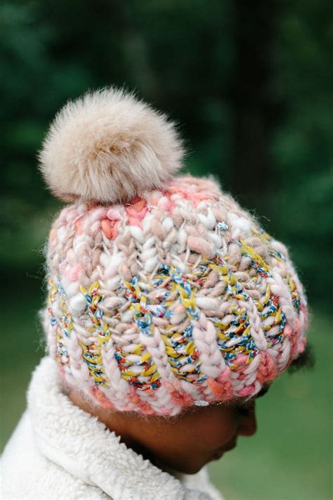 Knitting Pattern // Knit Hat Pattern Pom Pom Knit Hat | Etsy