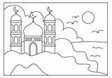Mezquita Para Colorear Página La Actividad De Los Niños Musulmanes  sketch template