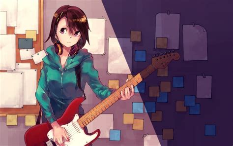 HD Anime Wallpaper: Strumming into Music with Style