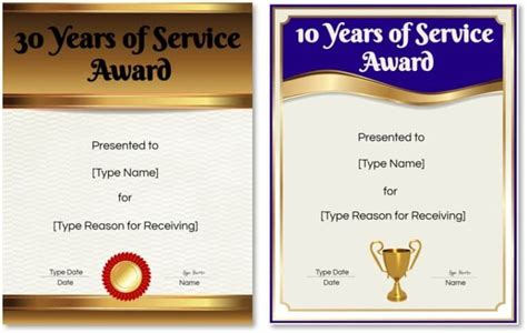 FREE Printable and Editable Years of Service Award