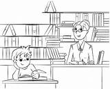 Library Coloring Pages sketch template
