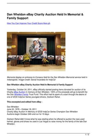 Dan Wheldon eBay Charity Auction Held In Memorial & Family Support by Steve Stelzner - Issuu