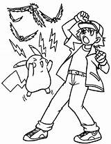 Ash Ketchum And Pikachu Attack With Electricity On Pokemon Coloring  sketch template