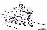 Print winter Kids sledding Together7435 coloring Pages  Coloring sketch template