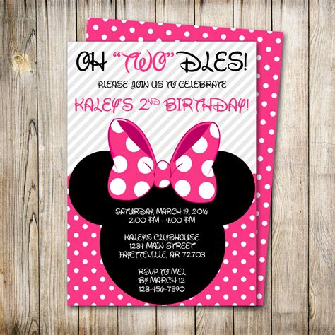 Minnie Mouse Birthday Invitation Minnie Mouse Birthday