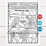 Oklahoma Coloring Page United States State Map Wildlife  sketch template