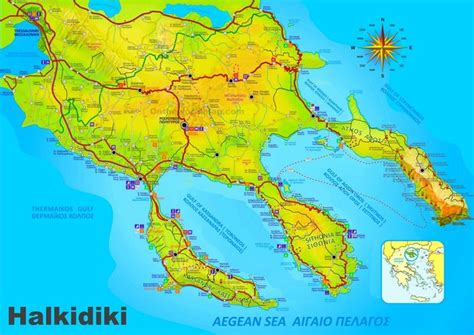 Halkidiki tourist map | Tourist map, Greece tourist, Halkidiki