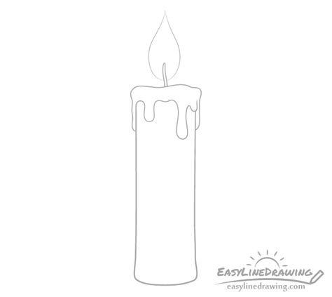 How to Draw a Candle Step by Step - EasyLineDrawing