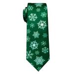 Green White Snowflake Christmas Silk Necktie with Golden Tie Clip – Yourties