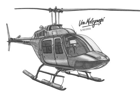 Bell 206B-3 Helicopter Drawing ~ VonMalegowski