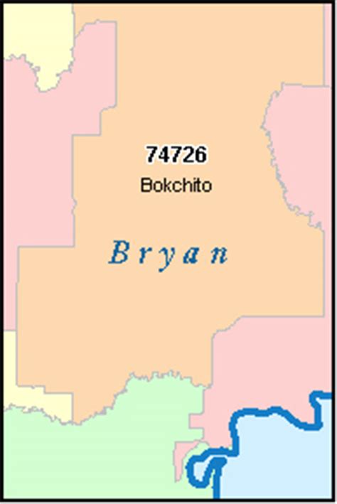 BRYAN County, Oklahoma Digital ZIP Code Map