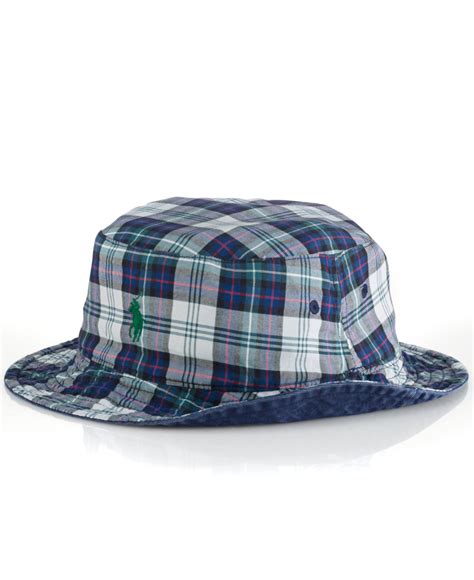 Lyst - Polo Ralph Lauren Reversible Tartan Bucket Hat in Blue for Men
