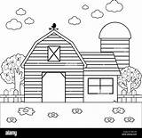 Barn With Fence Background Coloring Pages sketch template